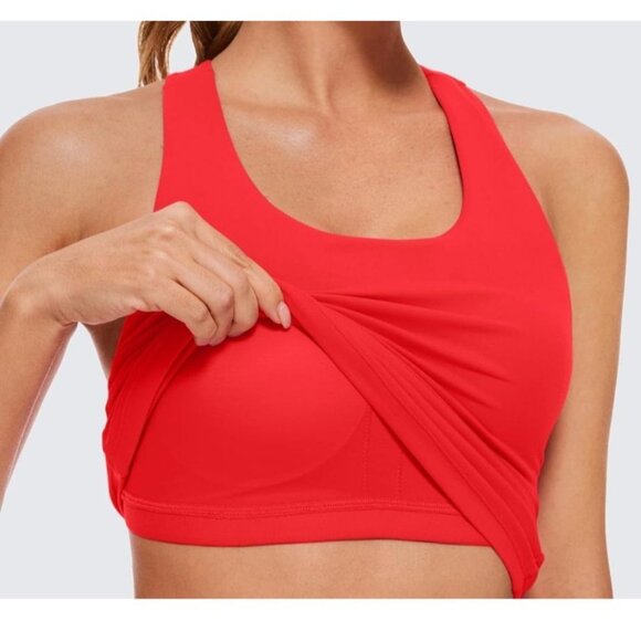 NWT CRZ Yoga Butterluxe Padded Bra Racerback Deep Red Tank Top Size Small 4/6 - Picture 2 of 12